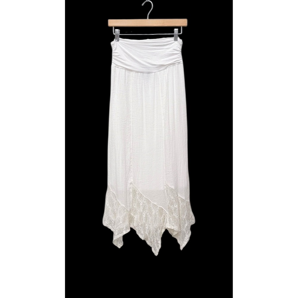 Apt. 9 Maxi Skirt Womens Medium White Boho Lace Hem Fairy Whimsical Festival